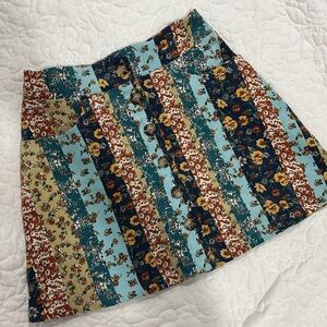 Francesca’s Patterned Corduroy Button Skirt